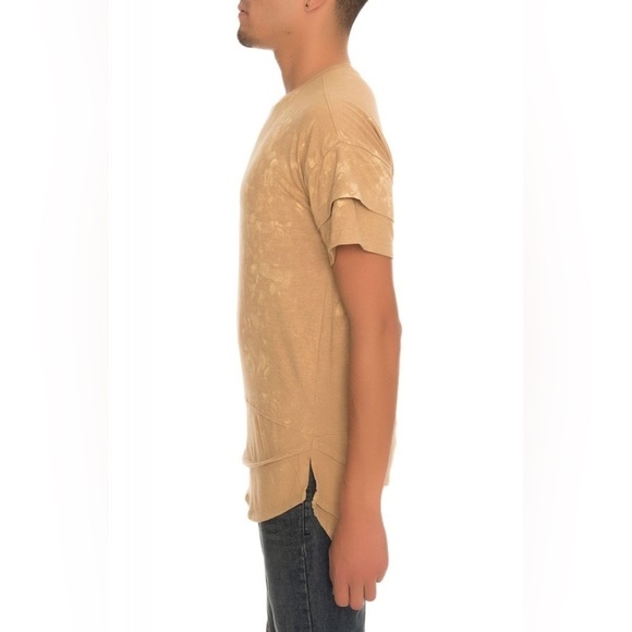 Large The Double Layered Acid Wash Long Tee in Khaki - Picture 2 of 4